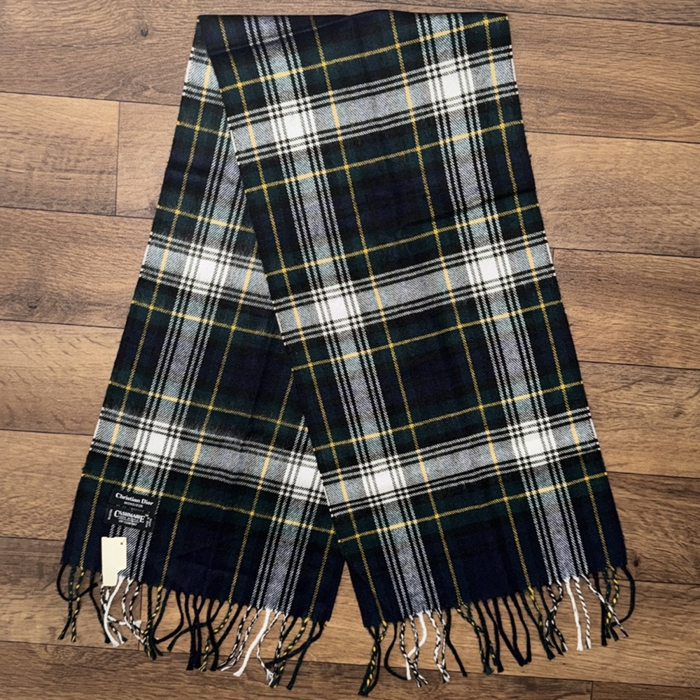Christian Dior Monsieur Scarf Nova Check Plaid Cashmaire 100% Acrylic Japan Made